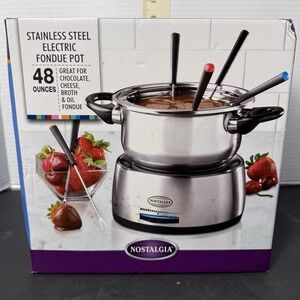 Nostalgia Stainless Steel Electric Fondue Pot ~ New In Box ~ FPS200